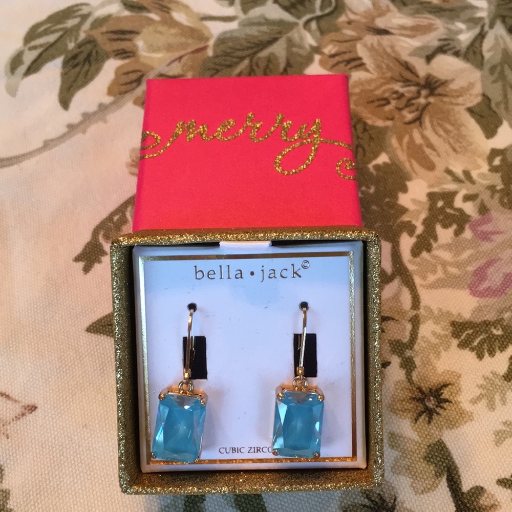 Bella & Jack Blue Crystal Earrings NWT Merry Box